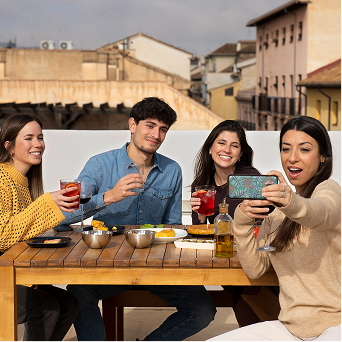 Friends dining together